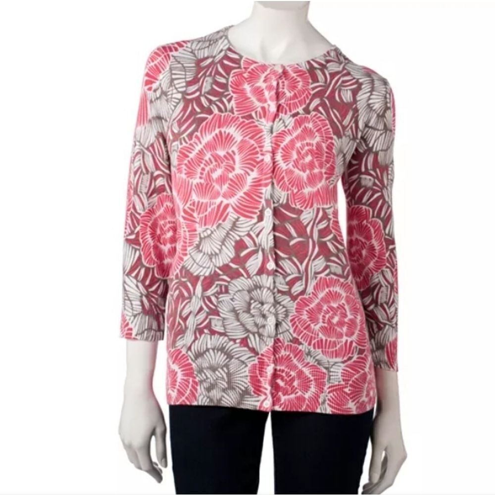 Croft & Barrow Floral Cardigan Med. Petite
